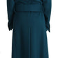 Dolce & Gabbana Blue Green Wool Long Sleeves Trench Coat Jacket