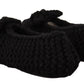 Dolce & Gabbana Black Slip On Ballerina Flats Wool Knit Shoes