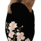 GIA COUTURE Black Velvet Floral Fur Slip On Flats Shoes