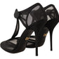 Dolce & Gabbana Black Mesh T-strap Stiletto Heels Pumps Shoes
