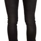 GF Ferre Black Washed Mid Waist Cotton Denim Skinny Jeans