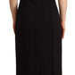 Dolce & Gabbana Black Silk Stretch Side Slit Sheath Midi Dress