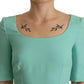 Dolce & Gabbana Mint Green Sheath Square Neckline Midi Dress