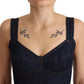Dolce & Gabbana Dark Blue Cotton Denim Sheath Midi Dress