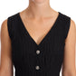 Dolce & Gabbana Black Button Crystal Sleeveless Sheath Dress