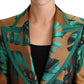 Dolce & Gabbana Brown Green Leaf Jacquard Coat Jacket