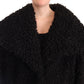 Dolce & Gabbana Black Polyester Fur Trench Coat Jacket