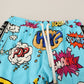 Dolce & Gabbana Blue Cartoon Print Jogger Viscose Stretch Pants