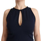John Galliano Navy Blue Sleeveless Sheath Knee Length Dress