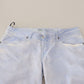 Acht Light Blue Cotton Folded Hem Denim Skinny Women Trouser Jeans