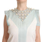Sergei Grinko Multicolor Faux Pearl Sleeveless Shift Midi Dress