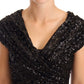 Dolce & Gabbana Black Sequined Open Shoulder Long Gown Dress