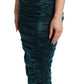 Dolce & Gabbana Turquoise Bustier Bodice Draped Midi Dress