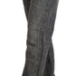 Acht Gray Washed Ramie Straight Denim Folded Hem Jeans