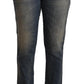 Twinset Blue Washed Cotton Cropped Capri Women Denim Jeans