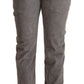 Acht Gray Cotton Straight Fit High Waist Pants