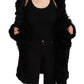 Just Cavalli Black Rabbit Fur Cardigan Long Sleeves Jacket