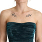 Dolce & Gabbana Turquoise Bustier Bodice Draped Midi Dress