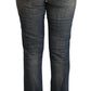 Twinset Blue Washed Cotton Cropped Capri Women Denim Jeans