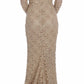 Dolce & Gabbana Beige Floral Lace Sheath Maxi Dress