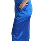 P.A.R.O.S.H. Blue Acetate Sleeveless Pleated Midi Sheath Dress