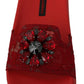 Dolce & Gabbana Red Lace Crystal Sandals Slides Beach Shoes