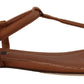 Dolce & Gabbana Brown Leather T-strap Slides Flats Sandals Shoes