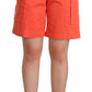 Peserico Orange Cotton High Waist Cargo Casual Shorts