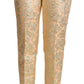 Dolce & Gabbana Pink Floral Brocade High Waist Trouser Tapered Pants