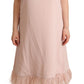 P.A.R.O.S.H. Pink Polyester Sleeveless Midi Feather Shift Dress