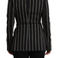 Dolce & Gabbana Black White Stripes Wool Long Sleeves Jacket