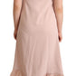 P.A.R.O.S.H. Pink Polyester Sleeveless Midi Feather Shift Dress