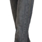 Acht Gray Washed Mid Waist Straight Denim Folded Hem Jeans