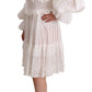 Dolce & Gabbana White Cotton Frilled Mousseline Off Shoulder Dress