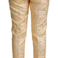 Dolce & Gabbana Pink Floral Brocade High Waist Trouser Tapered Pants