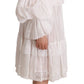 Dolce & Gabbana White Cotton Frilled Mousseline Off Shoulder Dress