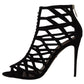 Dolce & Gabbana Black Suede Stiletto Heels Bette Sandals Shoes