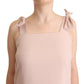 P.A.R.O.S.H. Pink Polyester Sleeveless Midi Feather Shift Dress