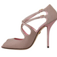 Dolce & Gabbana Pink Glittered Strappy Heels Sandals Shoes