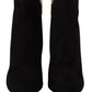 Dolce & Gabbana Black Suede Leather Crystal Heels Boots Shoes