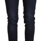 Acht Blue Washed Cotton Low Waist Slim Fit Denim Jeans