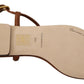 Dolce & Gabbana Brown Leather T-strap Slides Flats Sandals Shoes