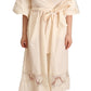 PINK MEMORIES Off White Short Sleeves Maxi A-line Wrap Dress