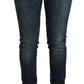 Acht Blue Washed Cotton Slim Fit Denim Low Waist Jeans