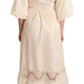PINK MEMORIES Off White Short Sleeves Maxi A-line Wrap Dress