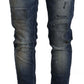 Acht Blue Washed Low Waist Folded Hem Slim Fit Jeans