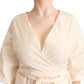 PINK MEMORIES Off White Short Sleeves Maxi A-line Wrap Dress