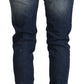 Acht Blue Washed Low Waist Folded Hem Slim Fit Jeans
