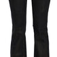 John Galliano Black Washed Mid Waist Flared Denim Pants Cotton