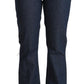 GF Ferre Blue Cotton Mid Waist Flared Denim Jeans